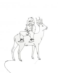 39.Chloé Cassagne - "Enfant cerf"- Dessin cousu - 30x40cm - 2008