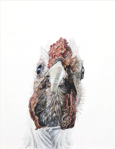 01.Léopold Rabus - Huile sur papier - La poule - 2007 - 139 x 110 (...)